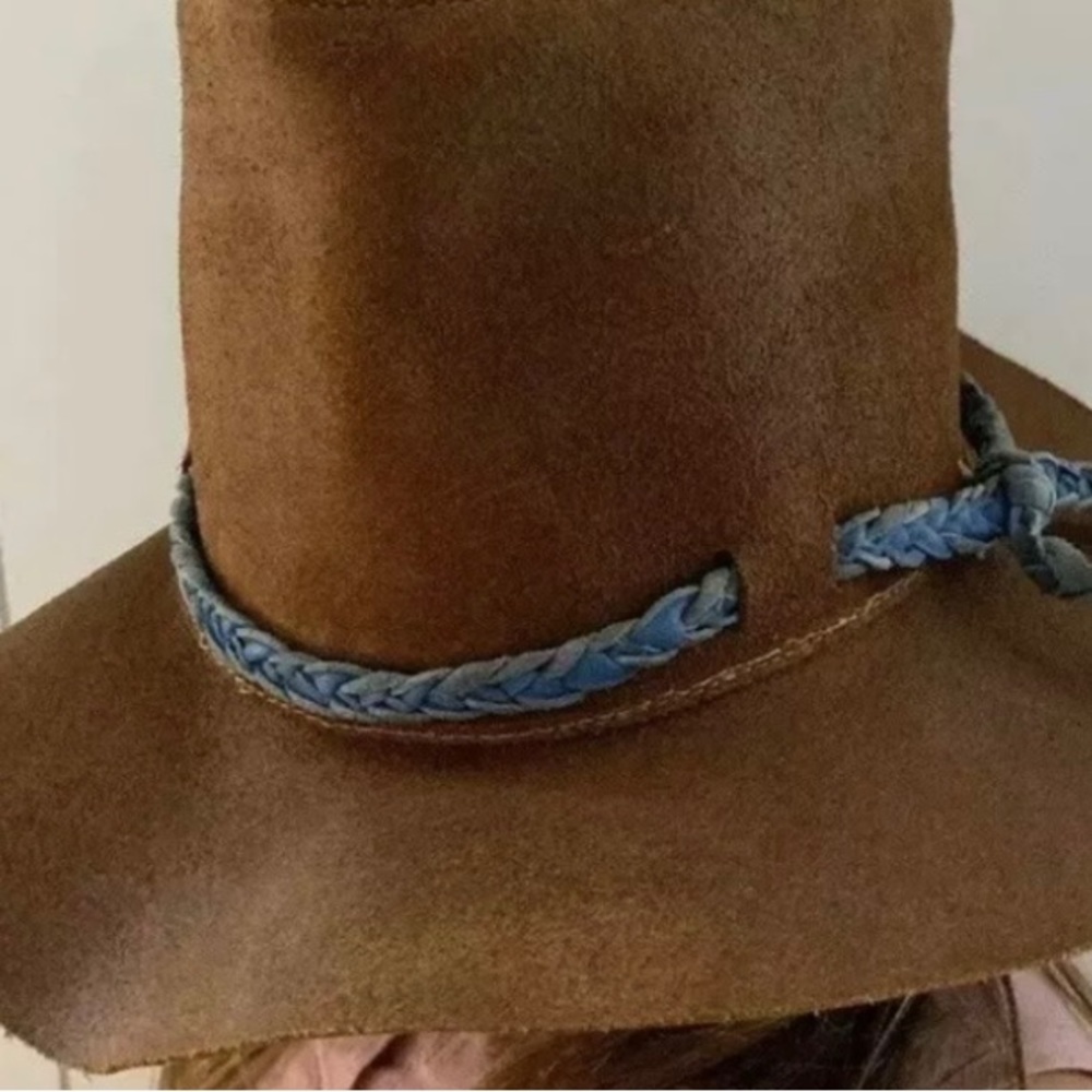 Authentic Nick Fouquet Suede & Leather Brown Hat with Signature Matchstick - Picture 2 of 7